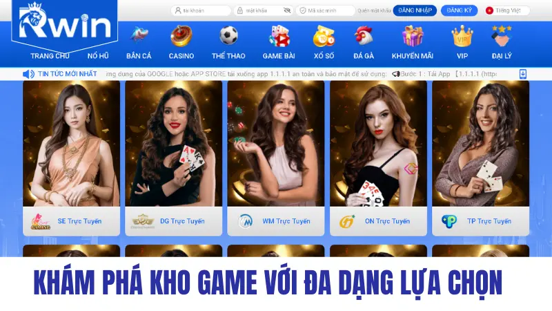 Khám phá kho game với đa dạng lựa chọn